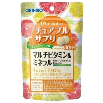 Мультивитамины и минералы со вкусом тропических фруктов, ORIHIRO, 120 таблеток